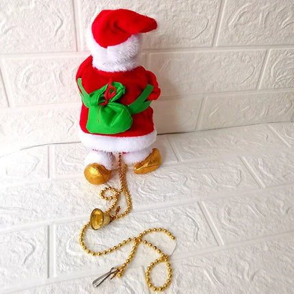 Santa Claus Figure Plush, Hanging Christmas Decoration with Electric Pearl Necklace