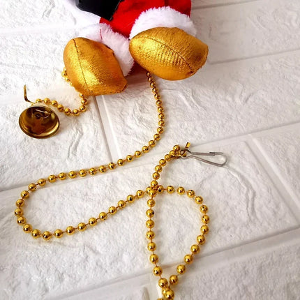 Santa Claus Figure Plush, Hanging Christmas Decoration with Electric Pearl Necklace – image 4