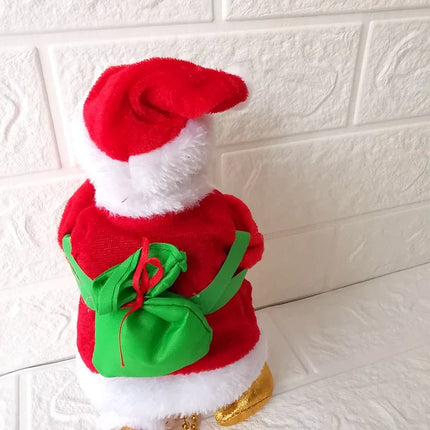 Santa Claus Figure Plush with Electric Pearl Necklace, Table Christmas Decor
