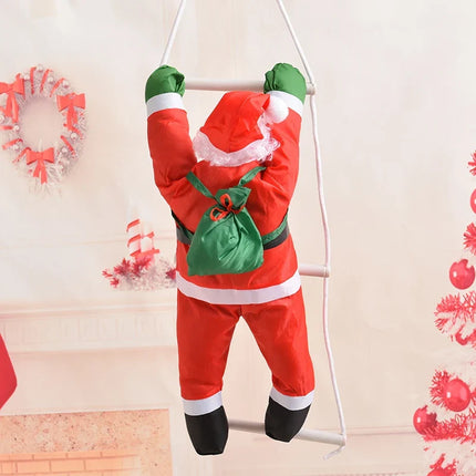 Santa Claus Figurine 35 Inch, Santa Climbing Ladder Christmas Decoration