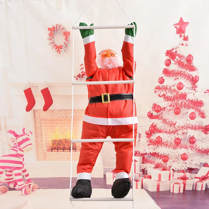 Santa Claus Figurine 35 Inch, Santa Climbing Ladder Christmas Decoration – image 4