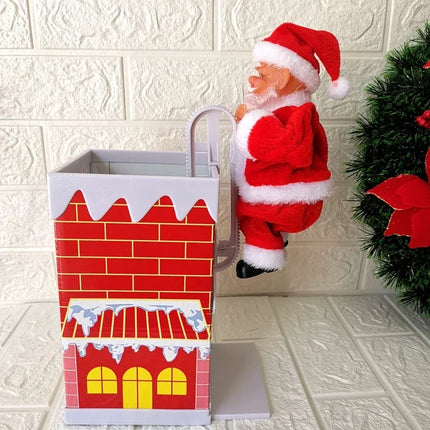 Electric Santa Claus Figurine Climbing Ladder, Holiday Decor for Fireplace, Indoor and Outdoor Christmas Decorations