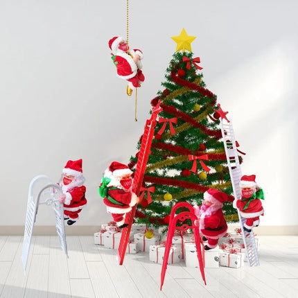 Santa Claus Figurine, Santa Climbing Ladder in Red or White, Indoor Christmas Decorations, Christmas Window Decor