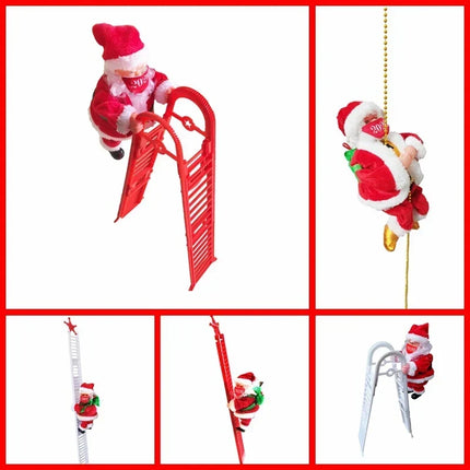 Santa Claus Figurine, Santa Climbing Ladder in Red or White