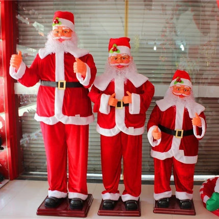 Santa Claus Figurine in Plush Red Suit, Christmas Tabletop Decor in Multiple Sizes