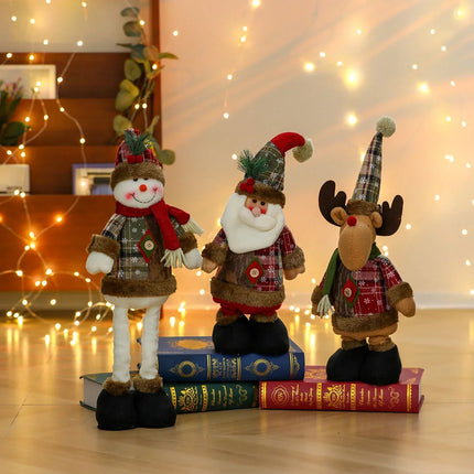 Christmas Figurines, Plush Santa Figurine with Snowman and Deer Styles – image 4