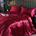 Reddish brown / 150 cm Fitted Sheet + Duvet 200x230 cm + 2x Pillowcases