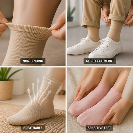 Comfortable Socks for Sensitive Feet, Non Binding Soft Socks