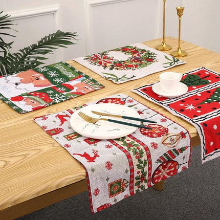 Christmas Tablecloth with Christmas Tree Print, Machine Washable Dining Table Cover