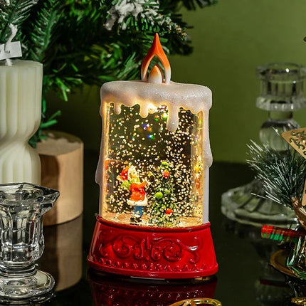 Christmas Lantern with Lights, Festive Lantern Decoration with Santa and Tree – image 4