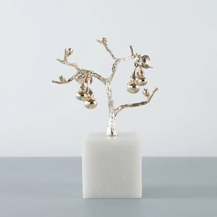 Gold Tree Sculpture, Modern Table Centerpiece for Desk