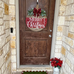 Wooden Welcome Sign with Rope Hanger, Merry Christmas Sign for Front Door, Outdoor Christmas Decor, Wooden Wall Hanging