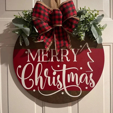 Wooden Welcome Sign with Rope Hanger, Merry Christmas Sign for Front Door
