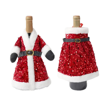 Wine Bottle Gift Wrap with Sequins and Faux Fur, Wine Bottle Wrap with Belt Closure – image 5