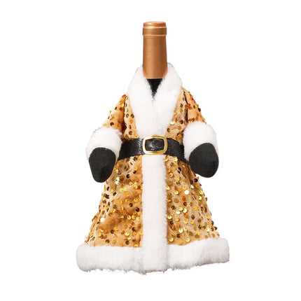 Wine Bottle Gift Wrap with Sequins and Faux Fur, Wine Bottle Wrap with Belt Closure – image 7