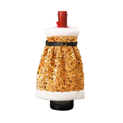 Wine Bottle Gift Wrap with Sequins and Faux Fur, Christmas Wine Bottle Decoration – image 8