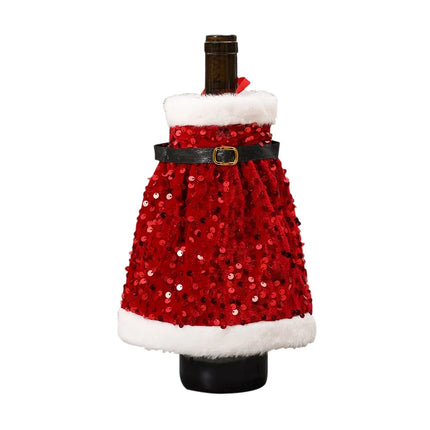 Wine Bottle Gift Wrap with Sequins and Faux Fur, Wine Bottle Wrap with Belt Closure – image 9
