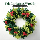 Christmas Wreath for Front Door, Felt Holly Wreath with Red Berries, Christmas Decorations for Indoor and Outdoor