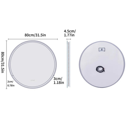 LuvoRound | Round LED Bathroom Mirror with Anti-Fog & Dimmable Touch Screen | Modern Design for Luxurious Reflection 7
