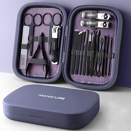 LuxNails | Professional Stainless Steel Manicure Kit with 18 Tools | Compact Storage Box for Effortless Nail Care 0