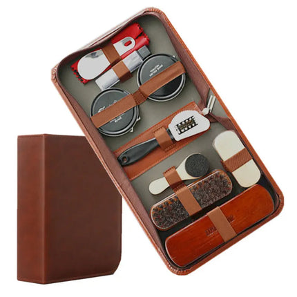 LuxeShine | 9-Piece Leather Shoe Care Kit with Premium Horsehair Brushes | Complete Cleaning Set for Pristine Footwear 1