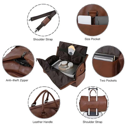 Luxe Leather Duffle Bag with Spacious Interior & Comfortable Handles for Stylish Travel 5