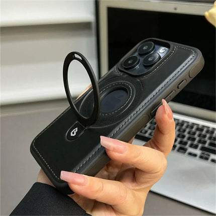 Luxe MagSafe Case | Premium Leather with Fold-Out Ring Stand 3
