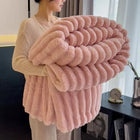 Luxurious Faux Rabbit Fur Throw Blanket | Soft & Warm for Cozy Comfort 0