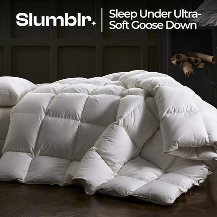 Luxurious Goose Down Comforter | All-Season Warmth with Pinch Pleat Design for Comfortable Sleep 1