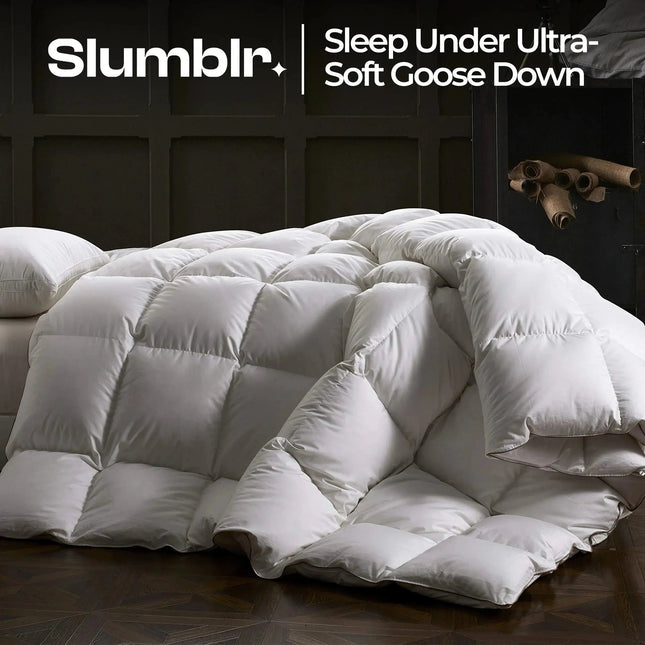 Luxurious Goose Down Comforter | All-Season Warmth with Pinch Pleat Design for Comfortable Sleep 1