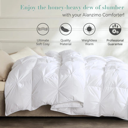 Luxurious Goose Down Comforter | All-Season Warmth with Pinch Pleat Design for Comfortable Sleep 4