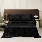 Black / King Fitted Sheet Bed Sheet Pillowcase 4-piece Set