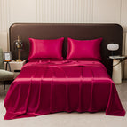 Burgundy / King Fitted Sheet Bed Sheet Pillowcase 4-piece Set