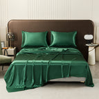 Dark green / King Fitted Sheet Bed Sheet Pillowcase 4-piece Set