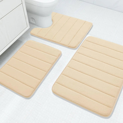 Luxurious Velvet Memory Foam Bathroom Rug Set with Non-Slip Backing | 3-Piece Water Absorbent Design for Ultimate Comfort 10