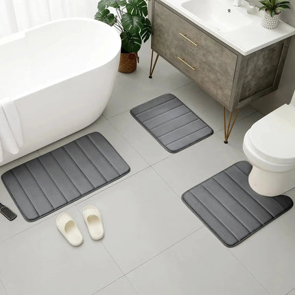 Luxurious Velvet Memory Foam Bathroom Rug Set with Non-Slip Backing | 3-Piece Water Absorbent Design for Ultimate Comfort 2
