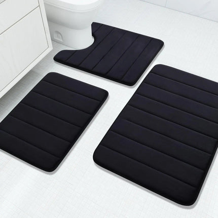 Luxurious Velvet Memory Foam Bathroom Rug Set with Non-Slip Backing | 3-Piece Water Absorbent Design for Ultimate Comfort 8