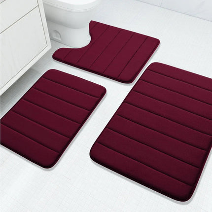 Luxurious Velvet Memory Foam Bathroom Rug Set with Non-Slip Backing | 3-Piece Water Absorbent Design for Ultimate Comfort 9