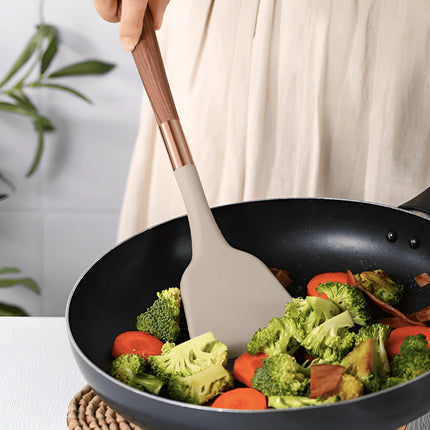 Luxury Kitchen Utensils Set | Silicone Cooking Tools with Copper & Wood Handles | Ergonomic Design for Comfortable Cooking 4
