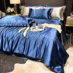 Navy / Four-piece set for 1.5 meter bed sheets