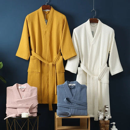 Luxury Waffle Weave Bathrobe | 100% Cotton Mens Robe with Lightweight Design | Ultimate Comfort for Year-Round Relaxation 1