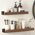 Wall Shelf for Bathroom, Wooden Shelves with Aluminum Frame, Bathroom Storage Shelf, Wall Mounted Shelves