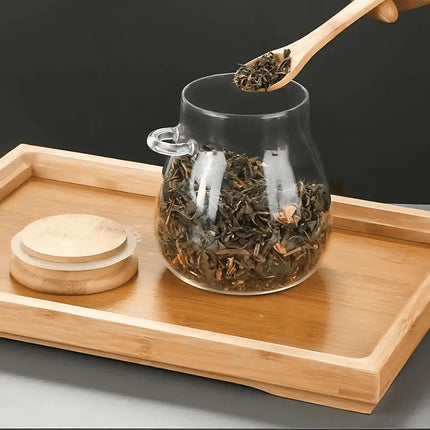 Glass Jar with Bamboo Lid and Spoon, Airtight Container for Coffee and Tea – image 4