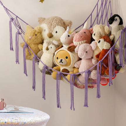 Macrame Toy Storage Hammock | Durable Organizer for Stuffed Animals & Toys 13