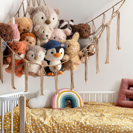 Macrame Toy Storage Hammock | Durable Organizer for Stuffed Animals & Toys 6