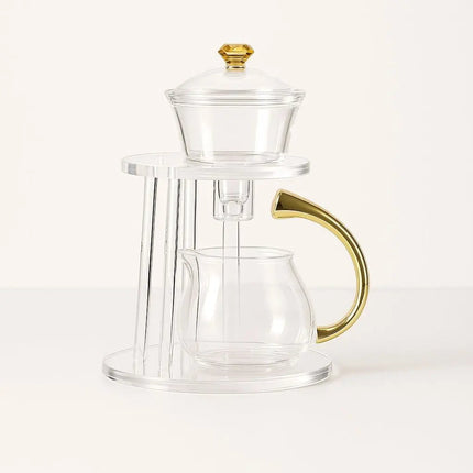 Glass Teapot with Infuser, Semi Automatic Magnetic Teapot with Stand, Japanese Tea Set, Borosilicate Tea Maker