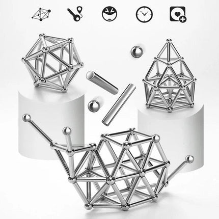 Magnetic Building Tiles | Creative Construction Set with 48 Rods & 35 Balls | Versatile Stress Relief for All Ages 2