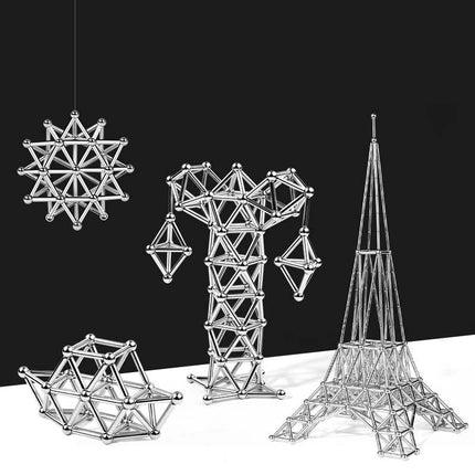 Magnetic Building Tiles | Creative Construction Set with 48 Rods & 35 Balls | Versatile Stress Relief for All Ages 7