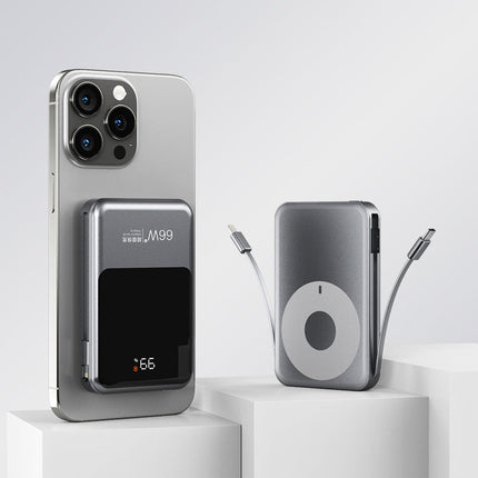 Magnetic Power Bank | Qi Charger with Integrated USB-C Cable | Portable Fast Charging Solution 2
