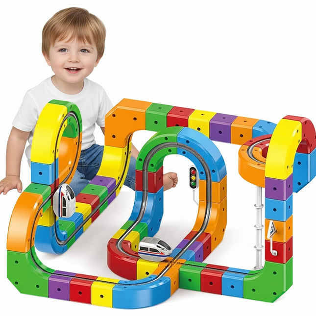 Magnetic Train Track Set | Rechargeable Electric Train with Flexible Design | Creative Play for Kids 0